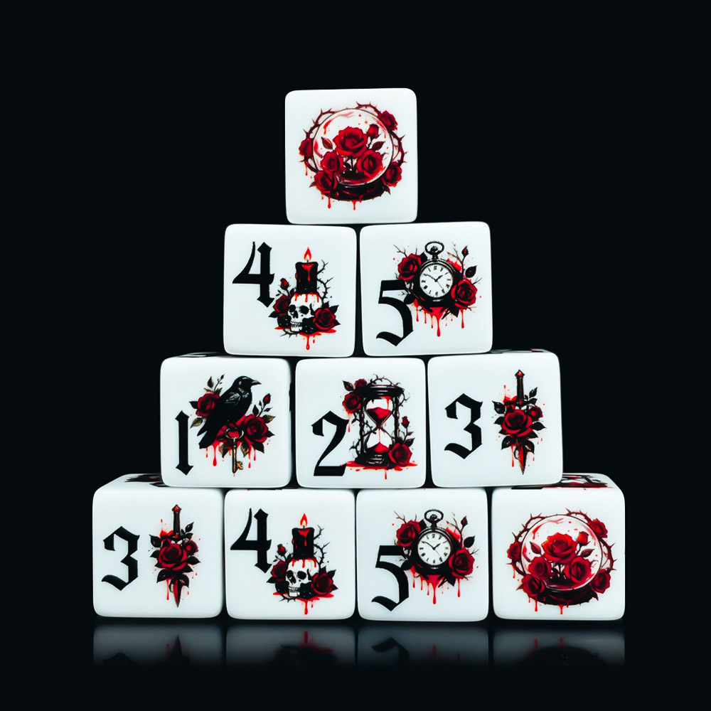 12개 고딕 로즈 16MM 프린트 D6 아크릴 주사위, - Board Game Live 리뷰 및 가격