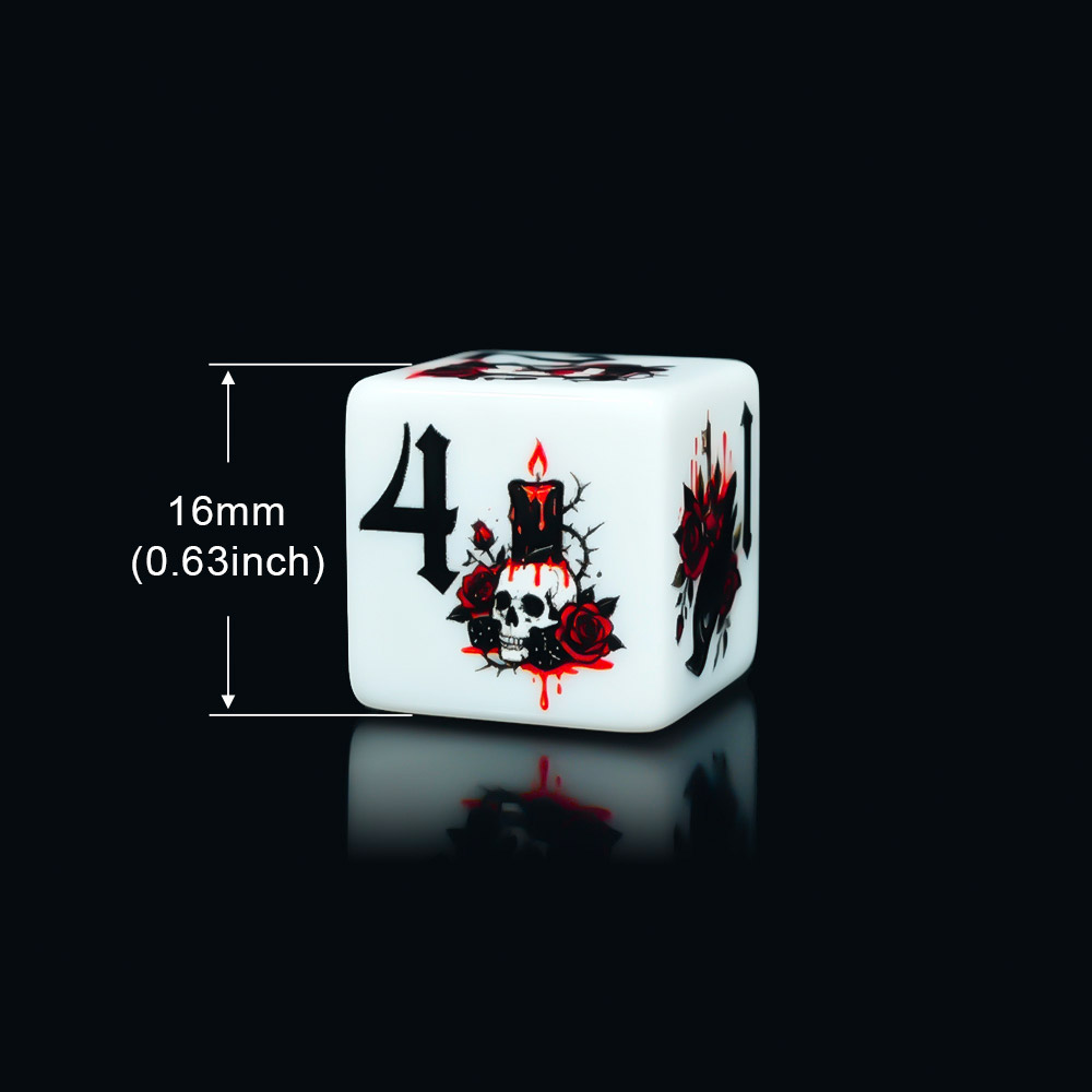 12개 고딕 로즈 16MM 프린트 D6 아크릴 주사위, - Board Game Live 리뷰 및 가격